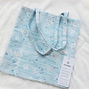Chanel Employee Gift Tweed Style Light Blue Mesh Small Tote Bag - Novelty - VIP